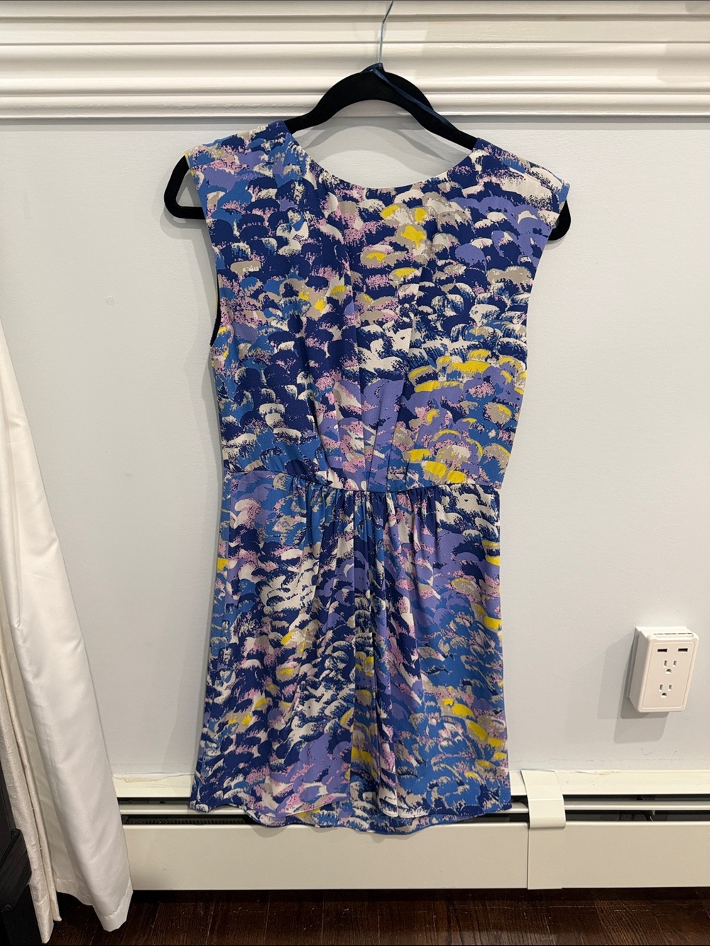 Tibi Blue Lavender Yellow Printed Mini Dress